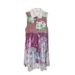 ORIGAMI By‎ Vivian Faux Suede Purple Floral Lace Layered Vest Boho Fairy S/M